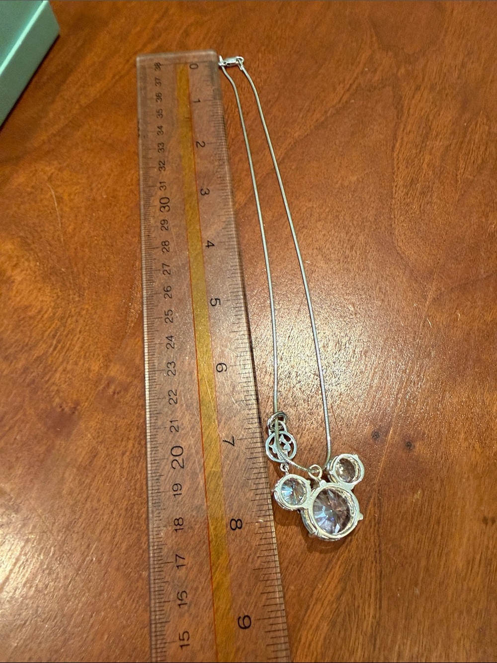 Disney 925 Silver large Crystal Mickey Head Necklace with Key Charm - Picture 7 of 8
